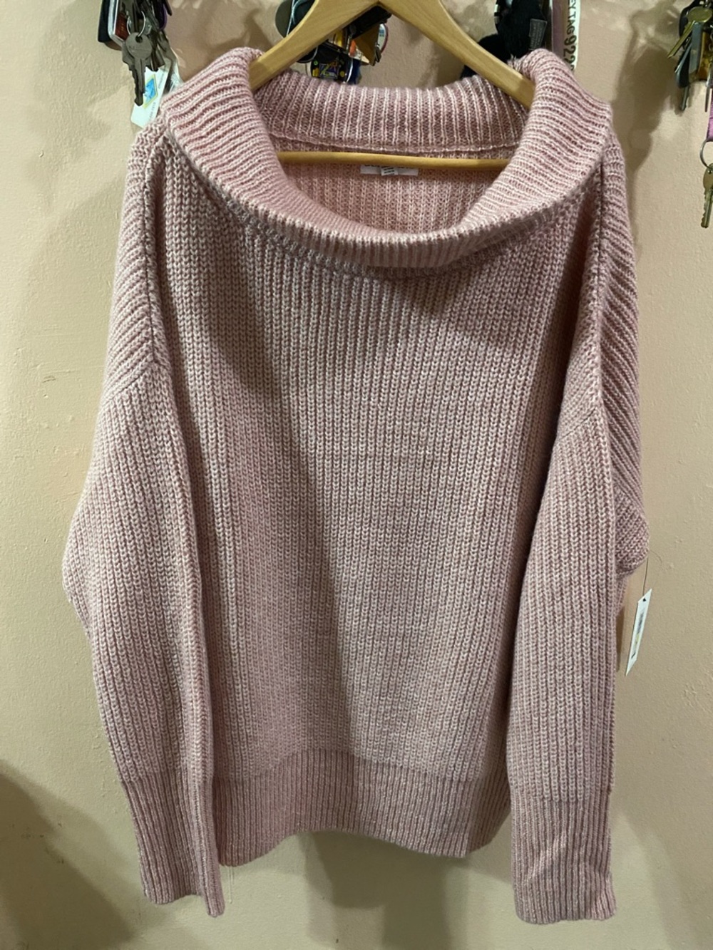 Calvin Klein Dusty Pink Ribbed Cowl Neck Sweater